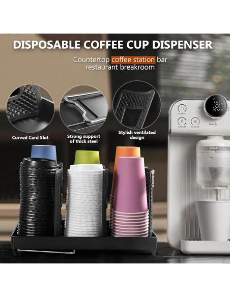 Dispensador de vasos de papel Wymulot 6 ranuras 33x23 cm Negro