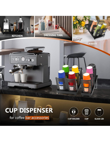 Dispensador de vasos de papel Wymulot 6 ranuras 33x23 cm Negro