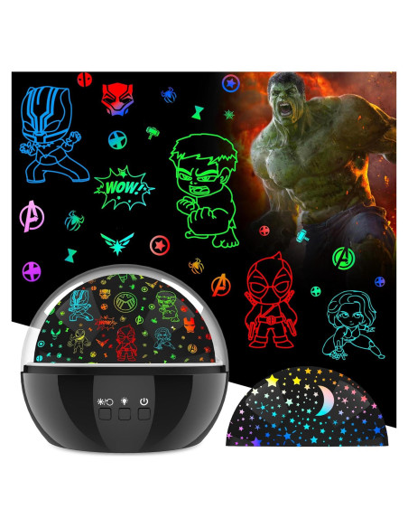Proyector de Luz Nocturna VANSHINIEER 360 Hulk y Estrellas