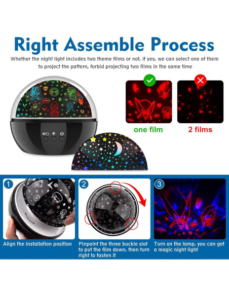 Proyector de Luz Nocturna VANSHINIEER 360 Hulk y Estrellas
