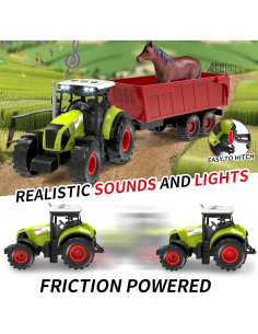 Juego de Animales de Granja Dwi Dowellin con Tractor y Accesorios 2