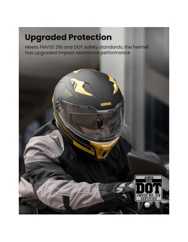 Casco Modular Abatible Auboa 928 Doble Visor Negro Dorado S