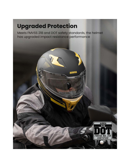 Casco Modular Abatible Auboa 928 Doble Visor Negro Dorado S