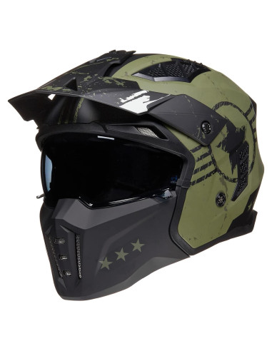 Casco Abierto ILM Z302 para Motocicleta Verde Militar Pequeño