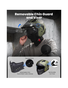 Casco Abierto ILM Z302 para Motocicleta Verde Militar Pequeño 2