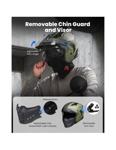 Casco Abierto ILM Z302 para Motocicleta Verde Militar Pequeño