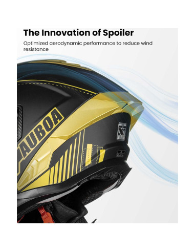 Casco Modular Abatible Auboa 928 Doble Visor Negro Dorado S