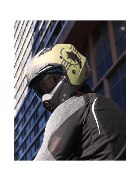 Casco Abierto ILM Z302 para Motocicleta Verde Militar Pequeño