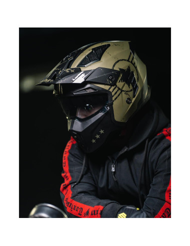 Casco Abierto ILM Z302 para Motocicleta Verde Militar Pequeño