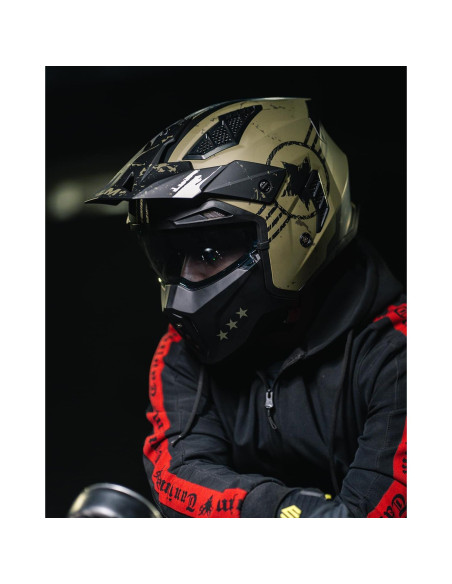 Casco Abierto ILM Z302 para Motocicleta Verde Militar Pequeño