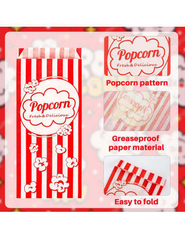 100 Bolsas Desechables para Palomitas MAQIHAN 21x9cm