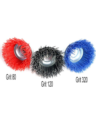 3 Piezas Cepillos de Copa Nylon FPPO 80 120 320 Grano para Taladro