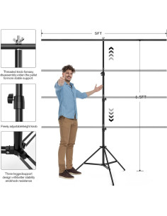 Kit de Fondo Negro BEIYANG 5x2m con Soporte Ajustable y Bolsa 2