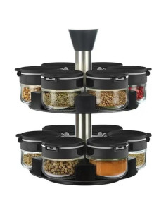 Estante de Especias Giratorio Aurakoa 360 2 Niveles 12 Frascos