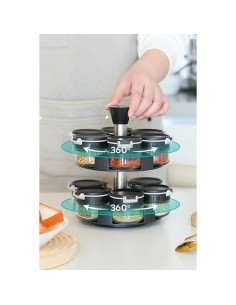 Estante de Especias Giratorio Aurakoa 360 2 Niveles 12 Frascos 2