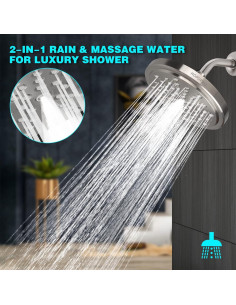 Cabezal de Ducha HOPOPRO 7" Alta Presión Niquel Cepillado 2