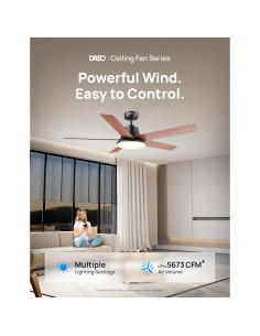 Ventilador de Techo Dreo CLF521 52" Negro con Luz LED y Control Remoto 2