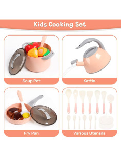 Juego de Cocina de Juguete Cute Stone con Accesorios Rosa 2