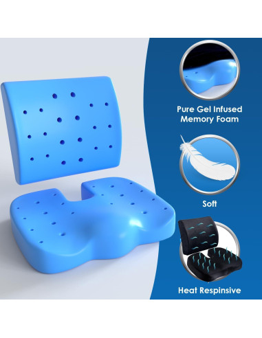 Cojín de Espuma Viscoelástica Qutool con Almohada Lumbar