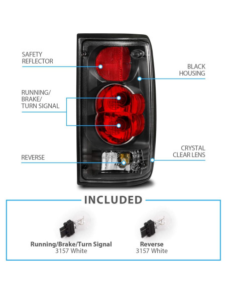 Luces Traseras AmeriLite para Toyota Pickup 1989-1995 Negro