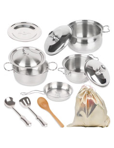 Juego de Cocina para Niños Rupnoflbui - Utensilios Acero Inoxidable