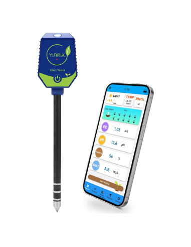 Kit de Prueba de Suelo YINMIK 8 en 1 pH Humedad EC Luz