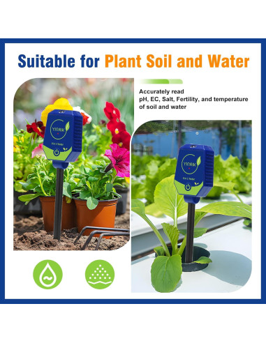 Kit de Prueba de Suelo YINMIK 8 en 1 pH Humedad EC Luz