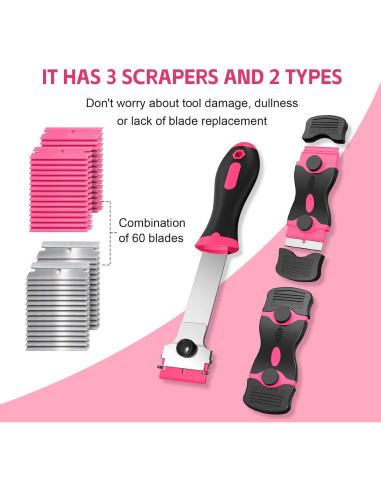 Juego de 3 Raspadores de Cuchillas Ywmoml con 60 Cuchillas