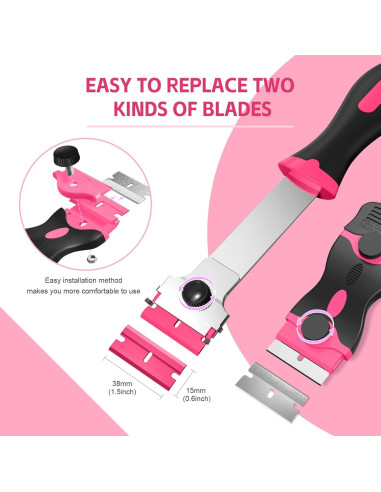 Juego de 3 Raspadores de Cuchillas Ywmoml con 60 Cuchillas