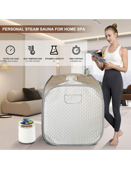 Sauna de Vapor Portátil Smartmak 2L Control Remoto Champán