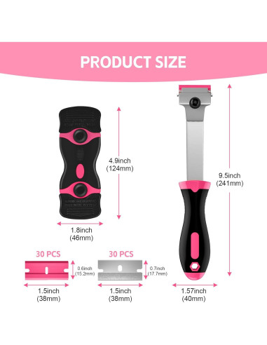 Juego de 3 Raspadores de Cuchillas Ywmoml con 60 Cuchillas