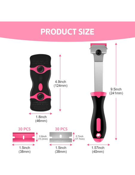 Juego de 3 Raspadores de Cuchillas Ywmoml con 60 Cuchillas