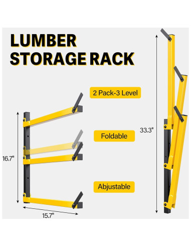 Estante de Madera GREENER Plegable 3 Niveles 2 Pares Amarillo