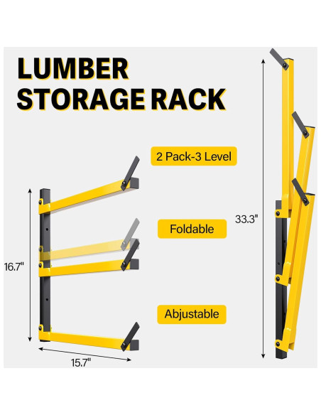 Estante de Madera GREENER Plegable 3 Niveles 2 Pares Amarillo