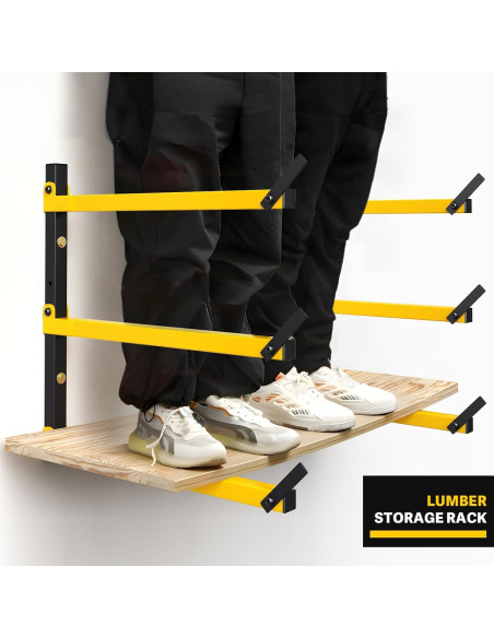 Estante de Madera GREENER Plegable 3 Niveles 2 Pares Amarillo