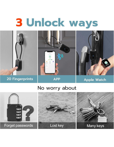 Candado Inteligente Biométrico Dhiedas P2BF 9.14 cm Bluetooth