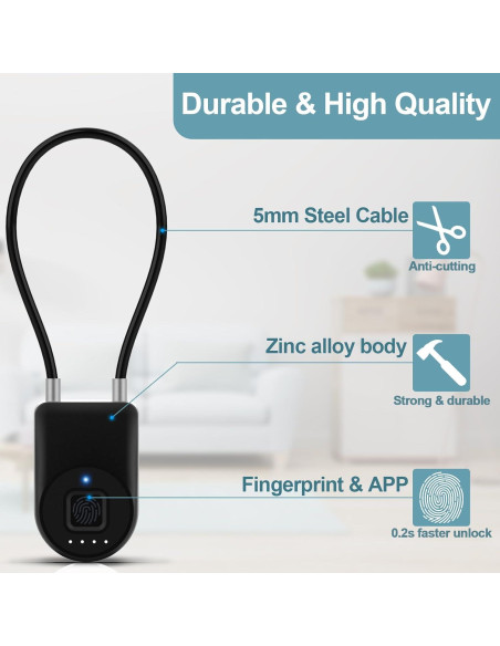 Candado Inteligente Biométrico Dhiedas P2BF 9.14 cm Bluetooth