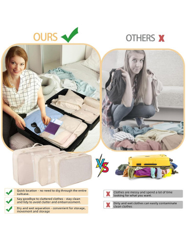 Juego de 10 Cubos de Empaque LUCDNC - Organizador de Viaje Beige