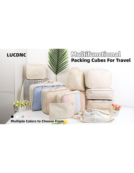 Juego de 10 Cubos de Empaque LUCDNC - Organizador de Viaje Beige