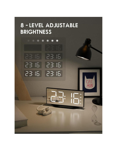 Reloj Despertador Digital OnLyee con Vibración y Cargador USB