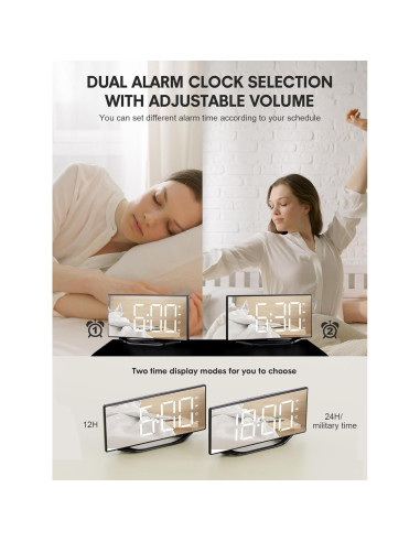 Reloj Despertador Digital OnLyee con Vibración y Cargador USB