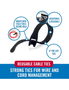 Sujetadores de Cable Reutilizables VELCRO Marca 60 Piezas 20.3 cm 2