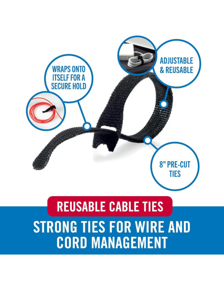 Sujetadores de Cable Reutilizables VELCRO Marca 60 Piezas 20.3 cm Sujetadores de Cable Reutilizables VELCRO Marca 60 Piezas 20.3 cm