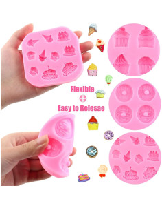 Set de 4 Moldes de Silicona para Helado ZiXiang - Fondant, Donut, Lollipop, Cupcake 2