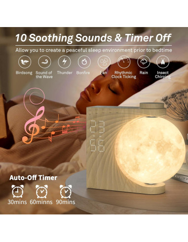 Reloj Despertador AIRIVO con Luz de Amanecer y Sonidos