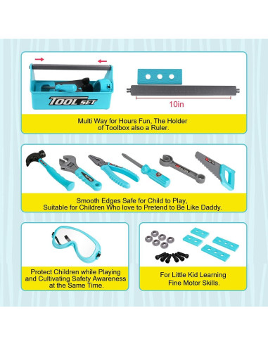 Juego de Herramientas LOYO para Niños - Caja de Herramientas Azul