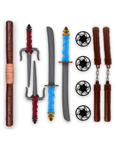 Conjunto de Armas Ninja Liberty Imports 2 Katanas 4 Shuriken