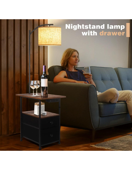 Lámpara de Pie PESRAE con Mesa de Noche y Carga USB 9W Lámpara de Pie PESRAE con Mesa de Noche y Carga USB 9W