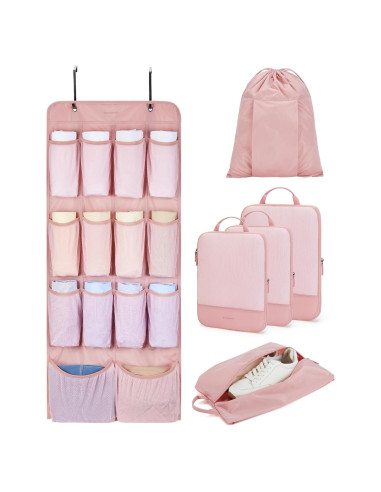 BAGSMART Organizador de Viaje Rosa Bebé, 6 Piezas Cubos y Estantes