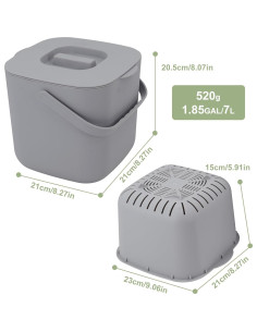 Bin de Compostaje de Cocina Jaderlu 7L Gris con Tapa 2